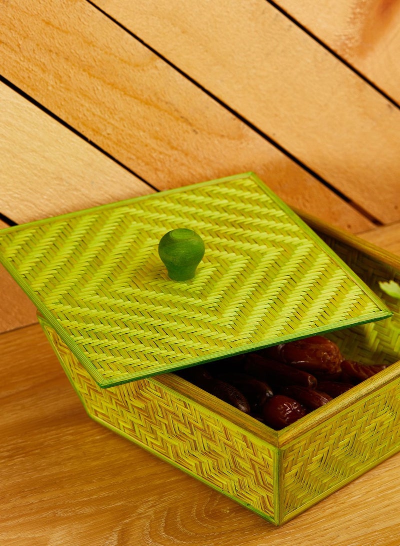 Green Bamboo Basket with Lid
