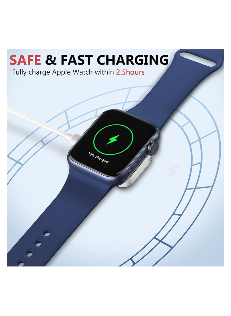 Magnetic Wireless Charger for iWatch, Compatible with Apple Watch Series 7/6/5/4/3/2/1/SE, Dual Port Charging Mini with USB Adapter for Traveling, Fast Charging Keychain for iWatch (Silver)