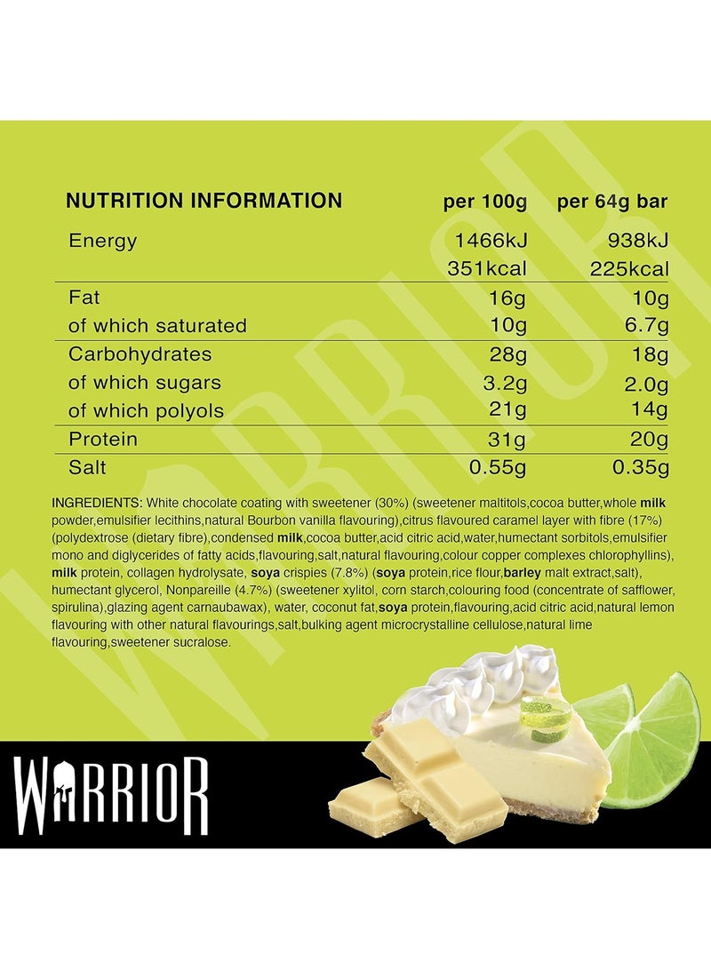 WARRIOR Crunch High Protein Bar Key Lime Pie Flavor 64g Pack of 12