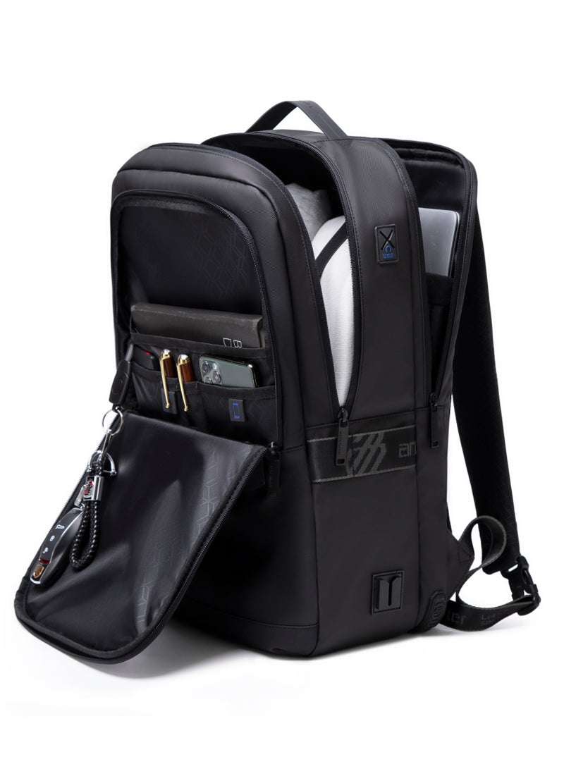 3 in 1 Water Resistant Unisex 17.3 Inch Backpack Convertible Slim Daypack with 2 Small Bag and Built In USB Jack for Casual and Business B00483 Black