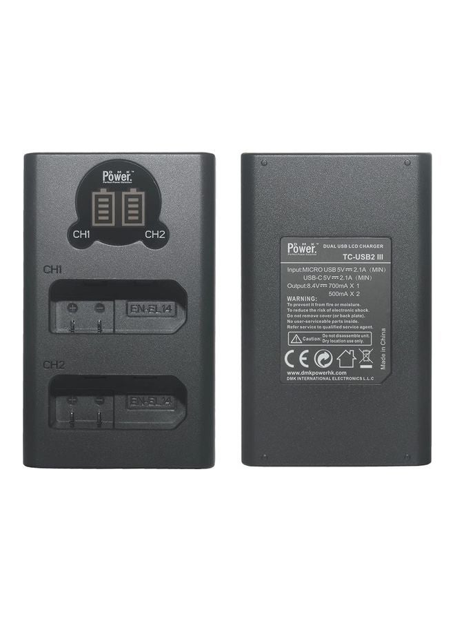 1320.0 mAh 2-Piece LCD Battery Charger Black