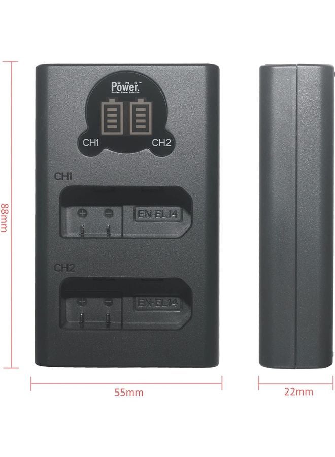 1320.0 mAh 2-Piece LCD Battery Charger Black