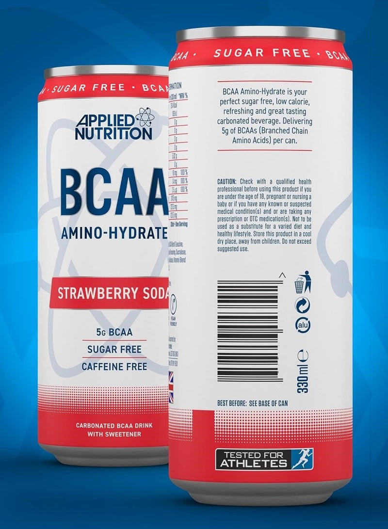 BCAA Amino Hydrate Energy Drink Strawberry Soda Flavor 330ml Pack of 12