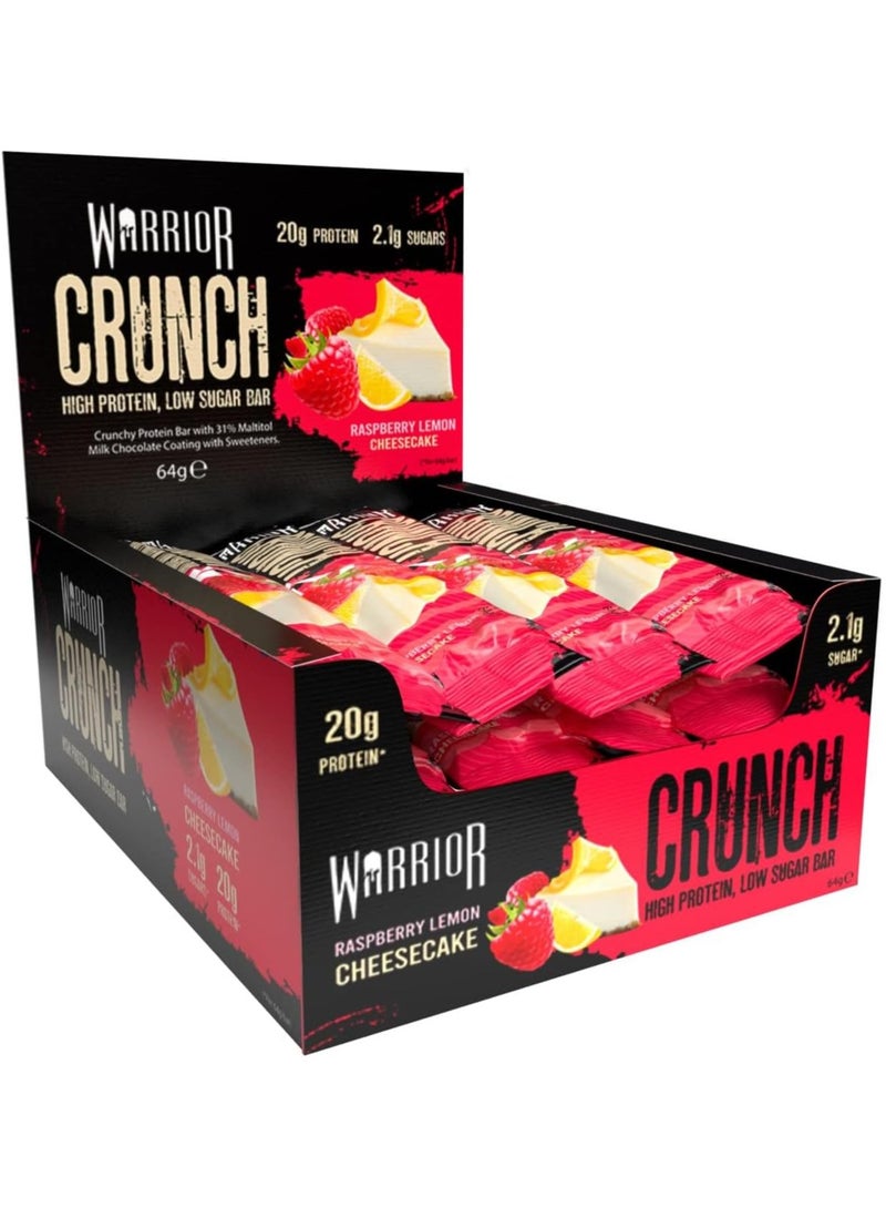 WARRIOR Crunch High Protein Bar Raspberry Lemon Cheesecake Flavor 64g Pack of 12