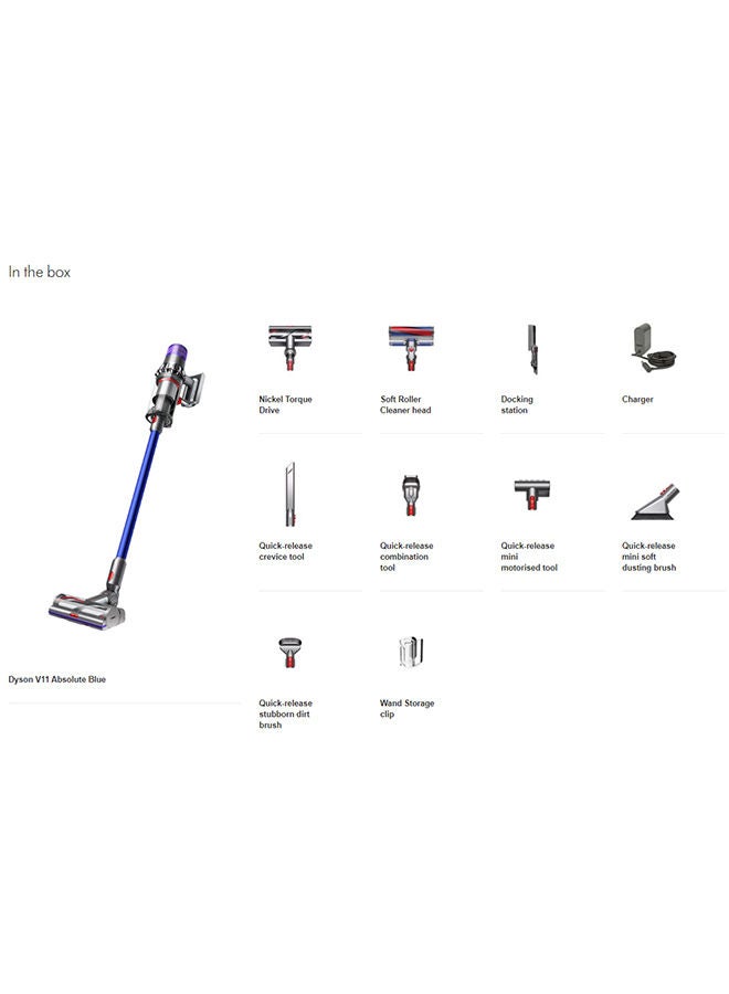 Cordless Vacuum Cleaner with suction 185AW 0.76 L 545 W V11 Absolute Blue