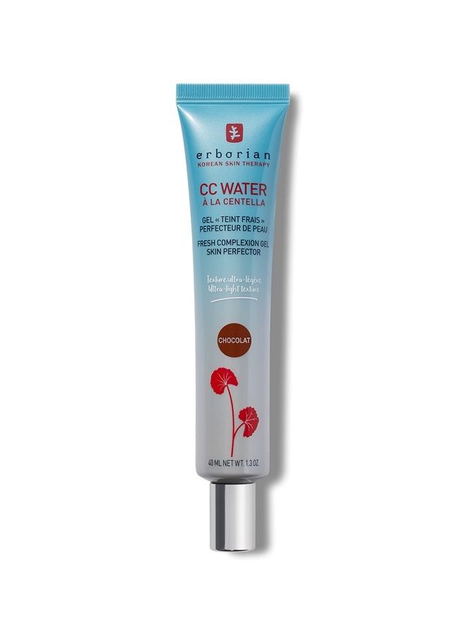 Color Correcting CC Water with Centella Asiatica, Chocolat - Light Aqua Gel Facial Concealer with Illuminating Finish Soothes and Hydrates - Korean Skincare Skin Perfector - 1.3 Oz