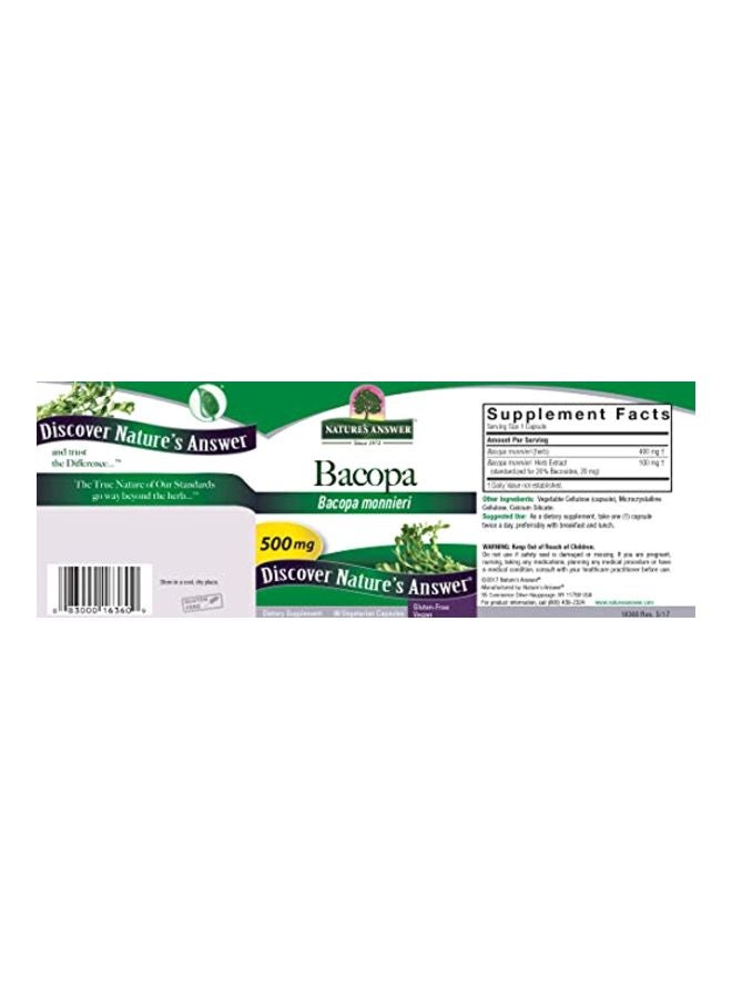 Bacopa Monnieri Dietary Supplements 500 mg - 90 Capsules