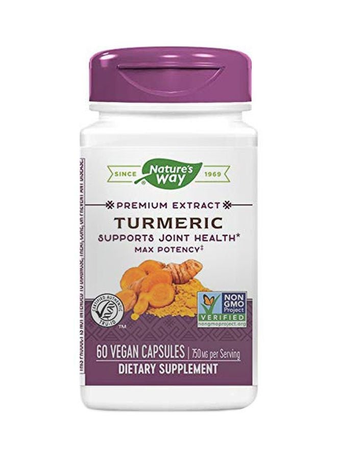 Pack Of 2 Dietary Supplement Turmeric Premium Extract 750mg - 60 Vegan Capsules