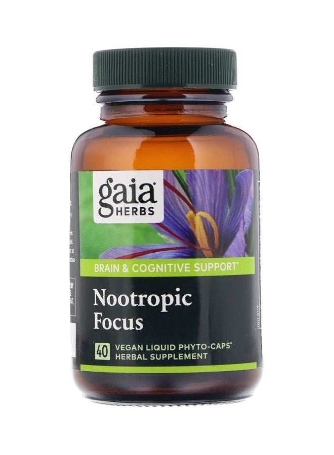 Nootropic Focus Herbal Supplement - 40 Vegan Liquid Phyto-Caps