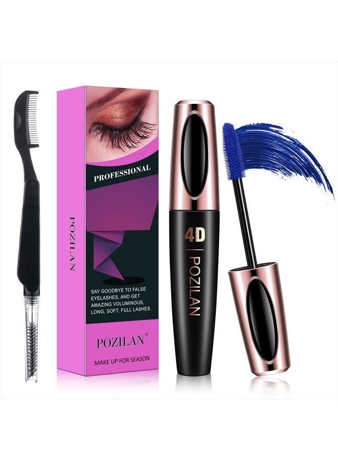 Mascara Waterproof Black with Folding Eyelash Comb Brush - Lengthening, Volumizing, Long-Lasting, Natural Eye Makeup (01 Black)