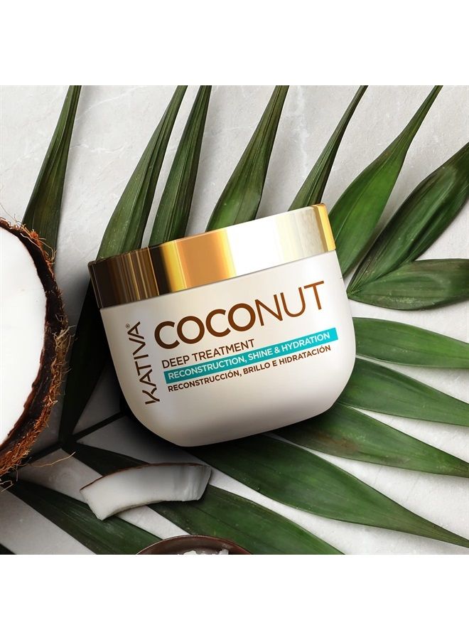 Kativa Organic Coconut Deep Treatment Mask (8.45 Fl Oz), Rebuild and Repair Shiny & Silky Hair, for Damaged, Sensitized, Dehydrated & Dull Hair, Sulfate Free, Gluten Free, Paraben Free