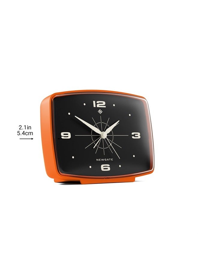 ® Brooklyn Retro Alarm/Desk Clock - Rectangular Alarm Clock - Bedroom Accessories - Desk Accessories - Bedside Alarm Clock - Retro Alarm Clock - Matt Finish - No Tick Alarm Clock - Orange