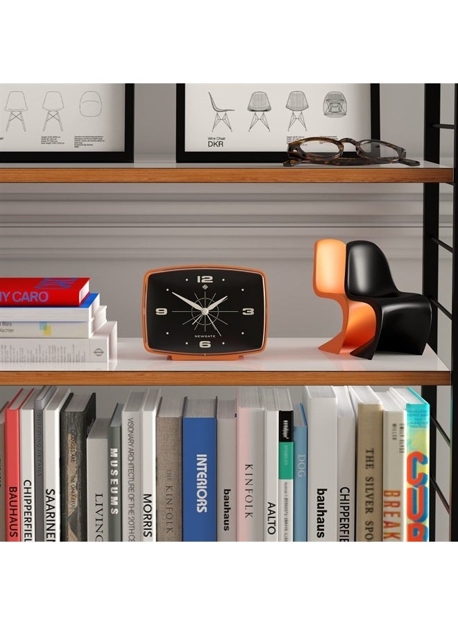 ® Brooklyn Retro Alarm/Desk Clock - Rectangular Alarm Clock - Bedroom Accessories - Desk Accessories - Bedside Alarm Clock - Retro Alarm Clock - Matt Finish - No Tick Alarm Clock - Orange