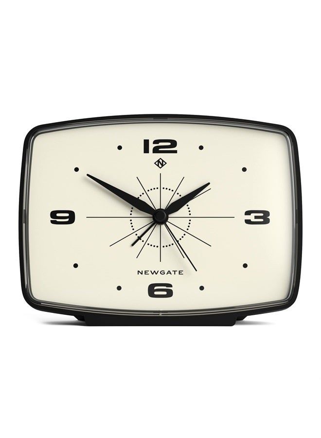 ® Brooklyn Retro Alarm/Desk Clock - Rectangular Alarm Clock - Bedroom Accessories - Desk Accessories - Bedside Alarm Clock - Retro Alarm Clock - Matt Finish - No Tick Alarm Clock - Black