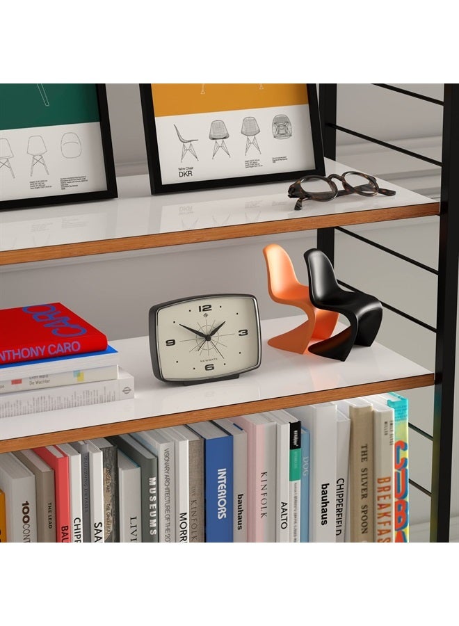 ® Brooklyn Retro Alarm/Desk Clock - Rectangular Alarm Clock - Bedroom Accessories - Desk Accessories - Bedside Alarm Clock - Retro Alarm Clock - Matt Finish - No Tick Alarm Clock - Black