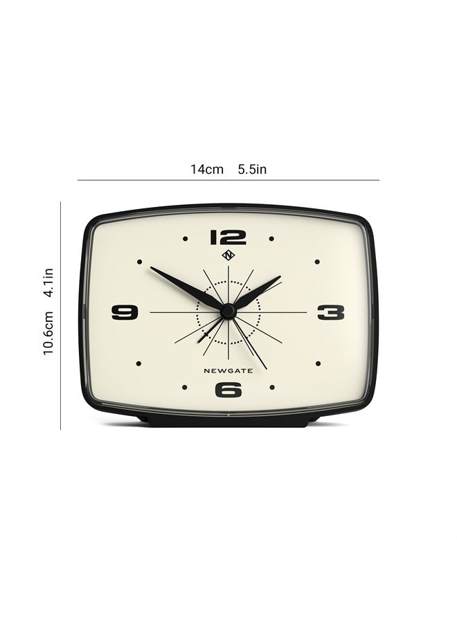 ® Brooklyn Retro Alarm/Desk Clock - Rectangular Alarm Clock - Bedroom Accessories - Desk Accessories - Bedside Alarm Clock - Retro Alarm Clock - Matt Finish - No Tick Alarm Clock - Black