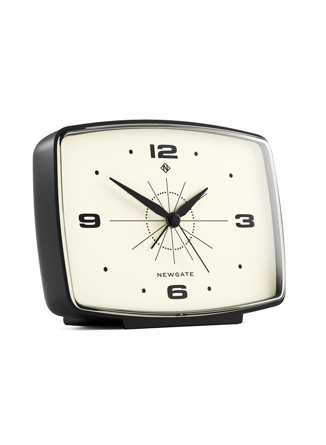 ® Brooklyn Retro Alarm/Desk Clock - Rectangular Alarm Clock - Bedroom Accessories - Desk Accessories - Bedside Alarm Clock - Retro Alarm Clock - Matt Finish - No Tick Alarm Clock - Black