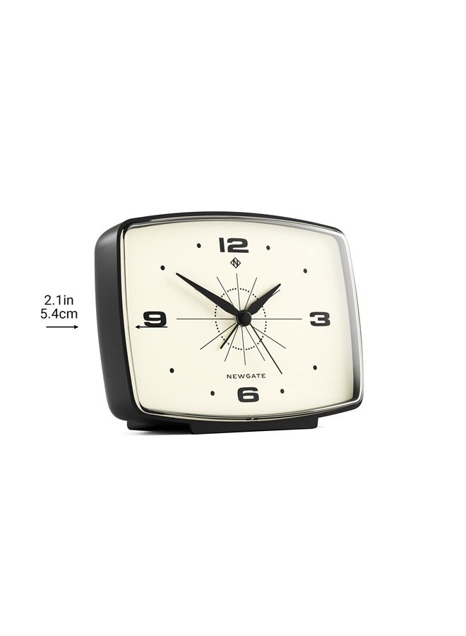 ® Brooklyn Retro Alarm/Desk Clock - Rectangular Alarm Clock - Bedroom Accessories - Desk Accessories - Bedside Alarm Clock - Retro Alarm Clock - Matt Finish - No Tick Alarm Clock - Black