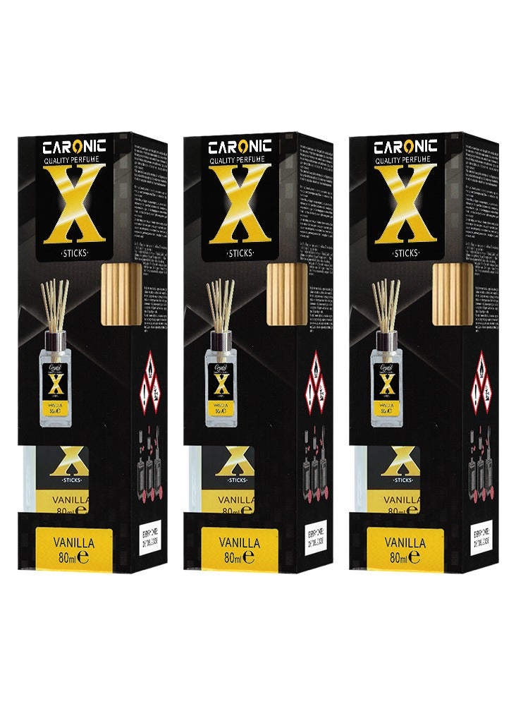 Air Freshener With 10 Rattan Reeds Pack of 3 Pcs Vanilla 80ml