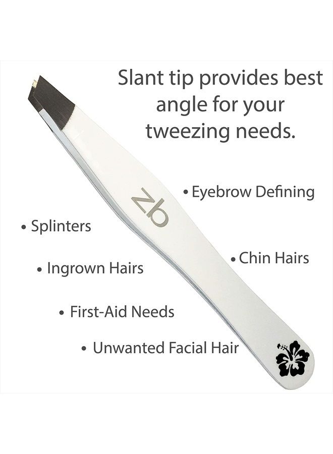 Tweezers - Special Edition Aloha Slant Tip Tweezer - Best Tweezers for Eyebrow, Facial Hair Removal and Your Precision Needs