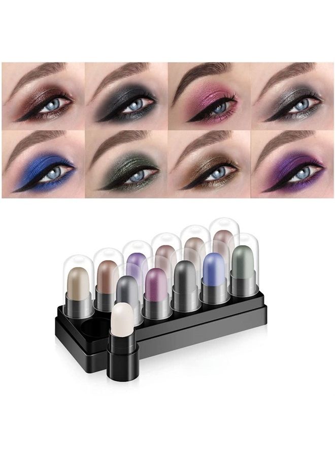12 Colors Glitter Gradient Eyeshadow Eye shadow Stick Pen Makeup Set, DNM Waterproof Shimmer Pink Eyeshadow Sticks Smoky Makeup Cosmetic (Bright color)