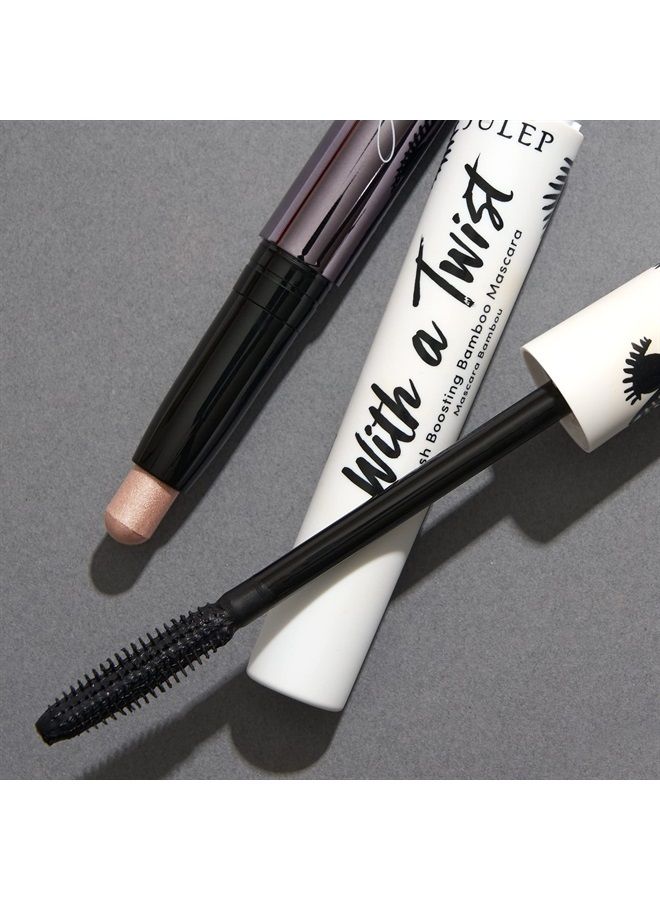 Eyeshadow 101 Crème to Powder Waterproof Eyeshadow Stick, Champagne Shimmer & With a Twist Lash Boosting Volumizing and Lengthening Mascara with Bamboo