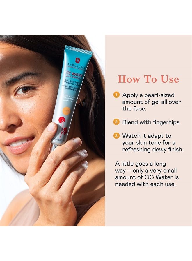 Color Correcting CC Water with Centella Asiatica, Doré - Light Aqua Gel Facial Concealer with Illuminating Finish Soothes and Hydrates - Korean Skincare Skin Perfector - 1.3 Oz