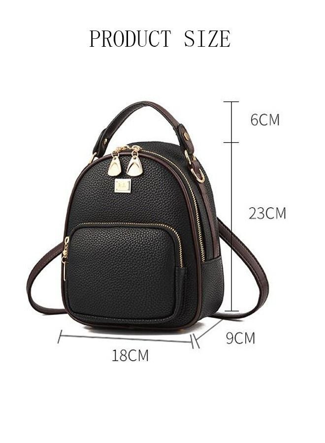 Anti-theft Waterproof Mini Casual Shoulder Backpack for Women with Multiple Zipper Pockets Black