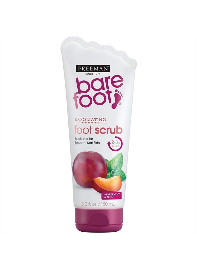 Freeman Bare Foot Exfoliating foot scrub Peppermint and Plum 5.3 oz( Packs of 2)