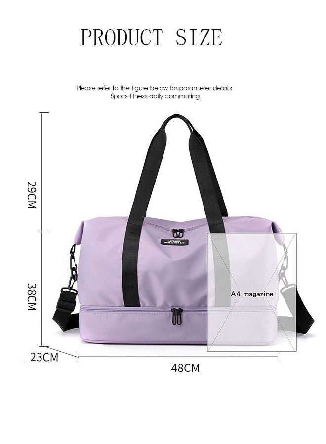 Sports Gym Bag with Wet Pocket & Shoes Compartment Waterproof Yoga Travel Duffel Bag Purple