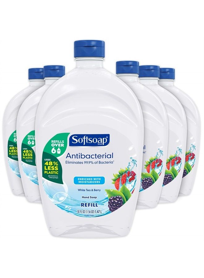 US05259A SOFTSOAP Antibacterial Liquid Hand Soap Refill, White Tea and Berry Fusion, 50 Ounce Bottle, Pack of 6