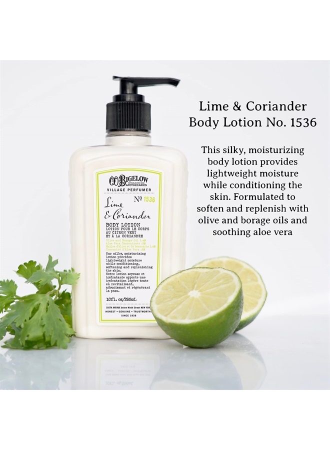 C.O. Bigelow Apothecary Duo - Lime Coriander Hand Care, Hand Soap & Lotion Gift Set of Two - Skin Care for Dry Skin with Moisturizing Lotion & Liquid Hand Wash - 10fl oz Each