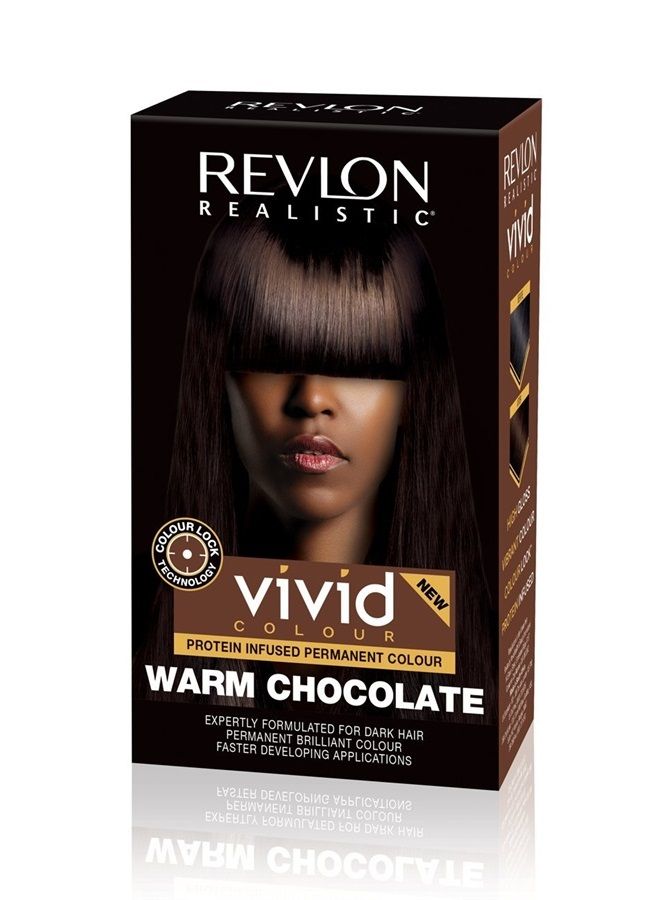Revlon Realistic Vivid Colour Protein Infused Permanent Color Hair Dye with Color Lock Technology, Warm Chocolate 110ml