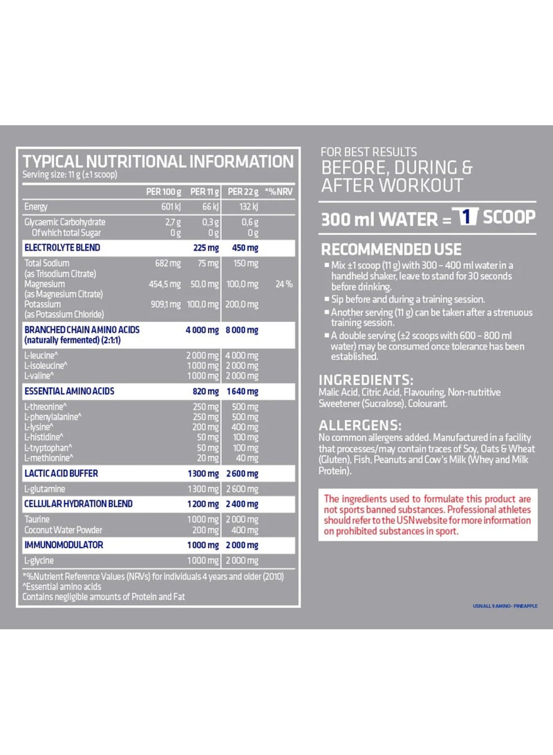 USN ALL9 amino 330g Pineapple Flavor