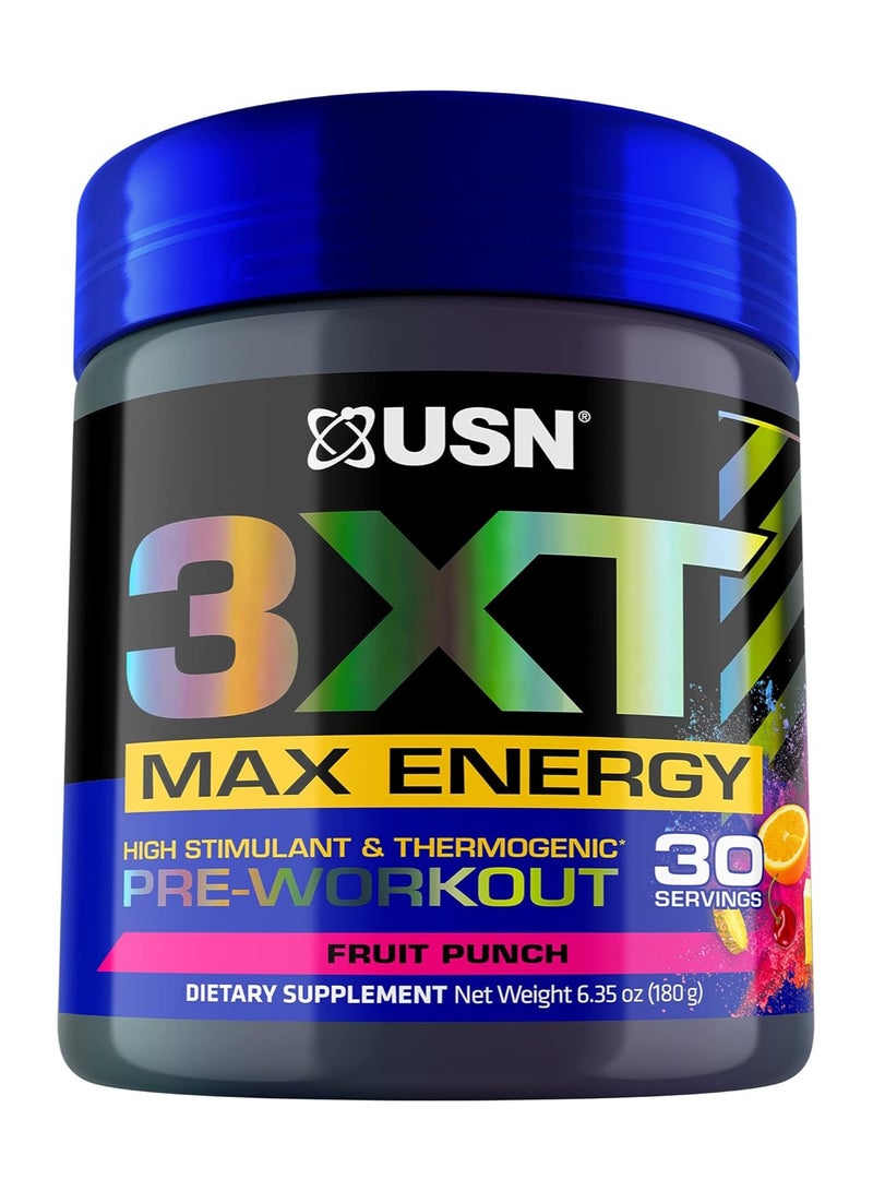 USN 3XT High Stimulant Pre-Workout Fruit Punch Flavor 180g