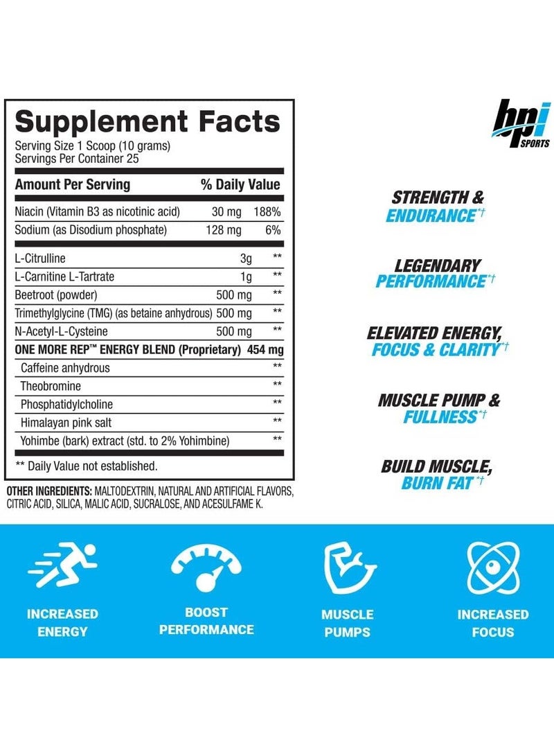 One More Rep Pre Workout Fruit Punch Flavor 250g