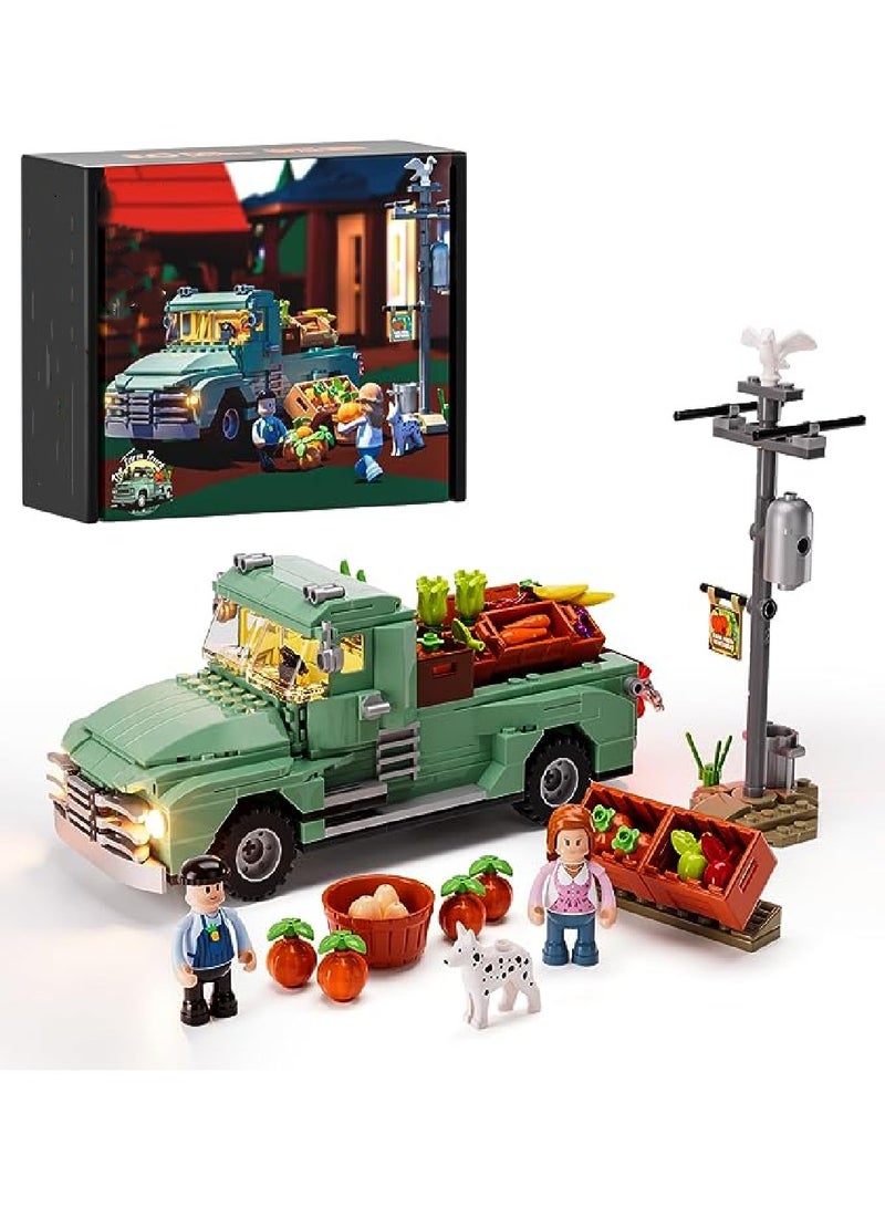 Retro Crop Truck Brick Set 499 PCS With LED Lights For Teens And Adults