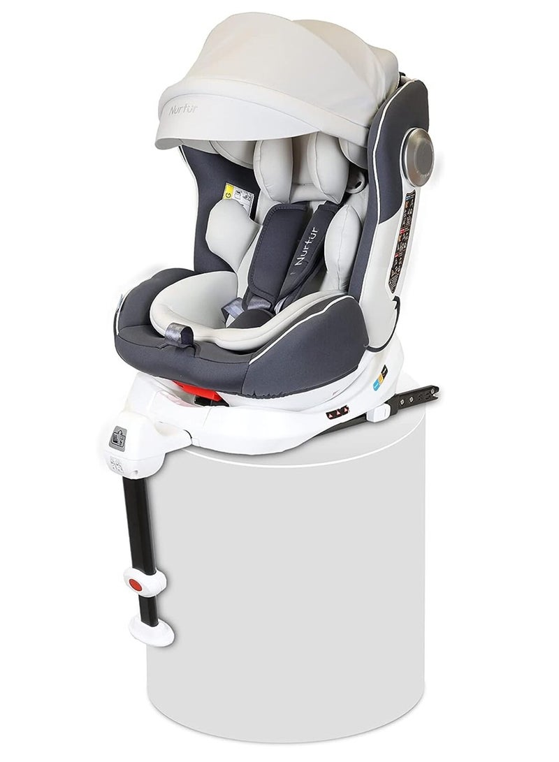 Liberty Baby 4 In 1 Car Seat Leg Support ISOFIX 10 - Level Adjustable Backrest With Canopy Upto 36kg, White