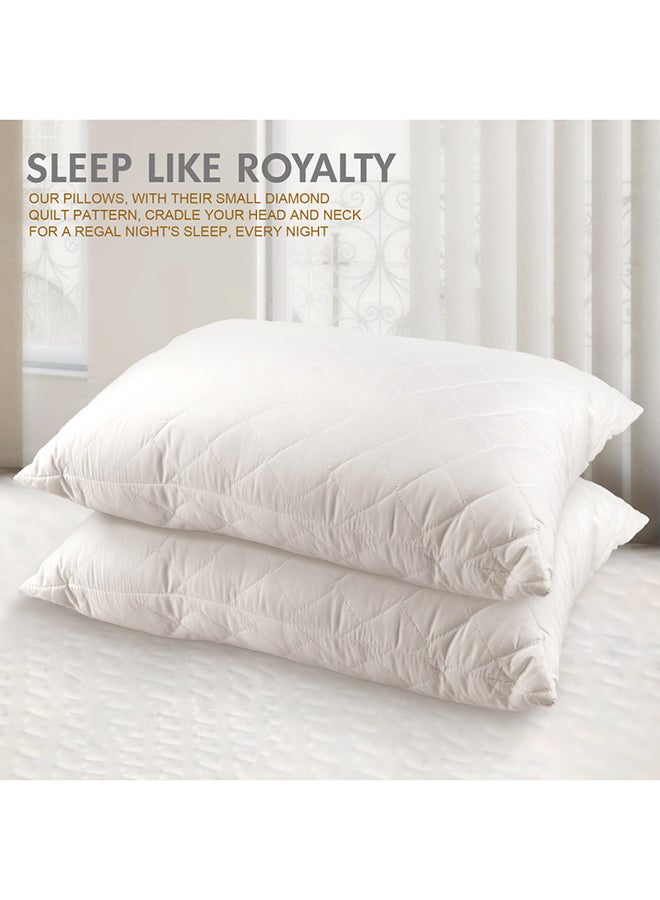 Hotel Linen Klub Pack of 2  Quilted Pillow Queen (50 x75cm)-Outer Cover : 144TC Cotton Blend  Fabric Filling:650grams Soft Fiber  Diamond Quilt Pattern