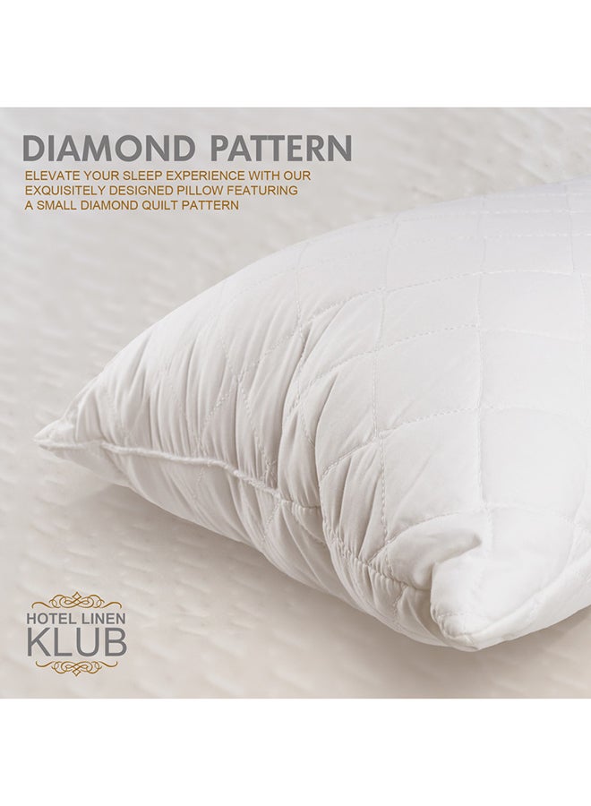 Hotel Linen Klub Pack of 2  Quilted Pillow Queen (50 x75cm)-Outer Cover : 144TC Cotton Blend  Fabric Filling:650grams Soft Fiber  Diamond Quilt Pattern