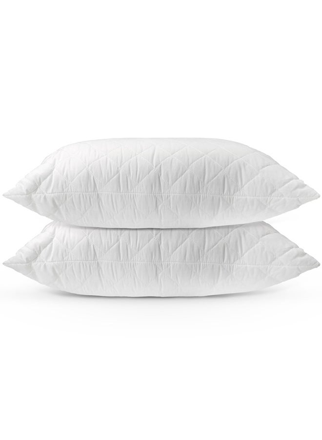 Hotel Linen Klub Pack of 2  Quilted Pillow Queen (50 x75cm)-Outer Cover : 144TC Cotton Blend  Fabric Filling:650grams Soft Fiber  Diamond Quilt Pattern