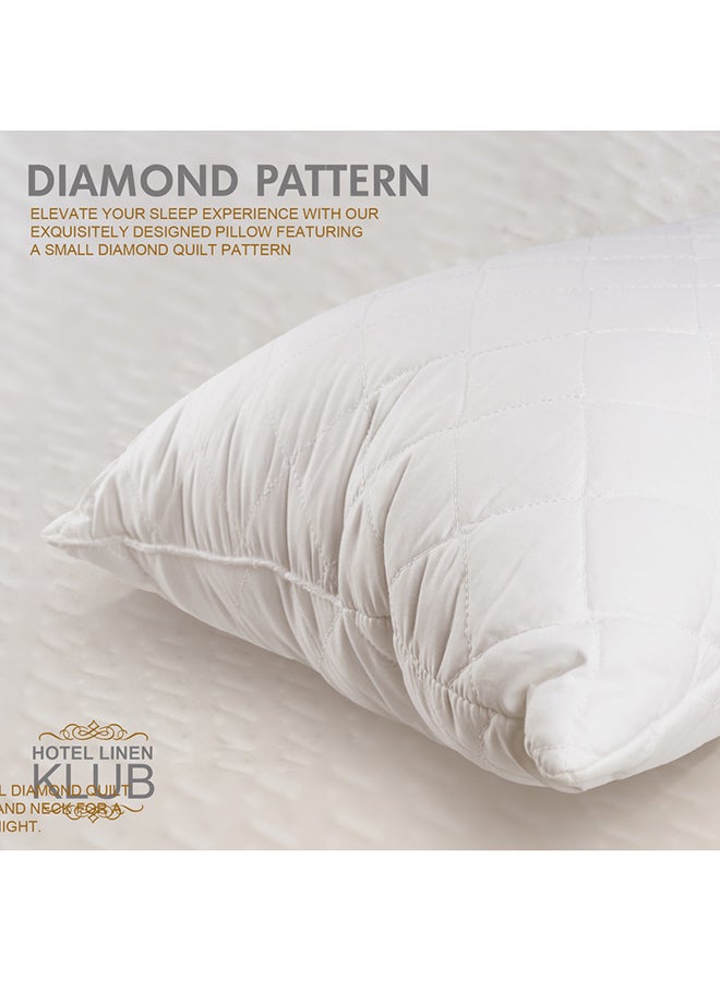 Hotel Linen Klub  Pack of 2  Quilted Pillow Queen (50 x75cm) Outer Cover : 90GSM Microfiber Supersoft Fabric Filling:  650grams Soft Fiber  Diamond Quilt Pattern