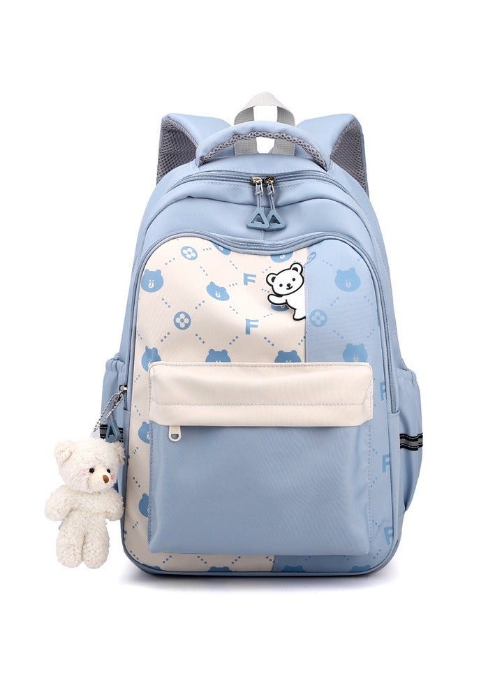 Backpack Waterproof Book Bag with Compartments for Teen Girl Kid Students Large Capacity and Reflective Strip Blue