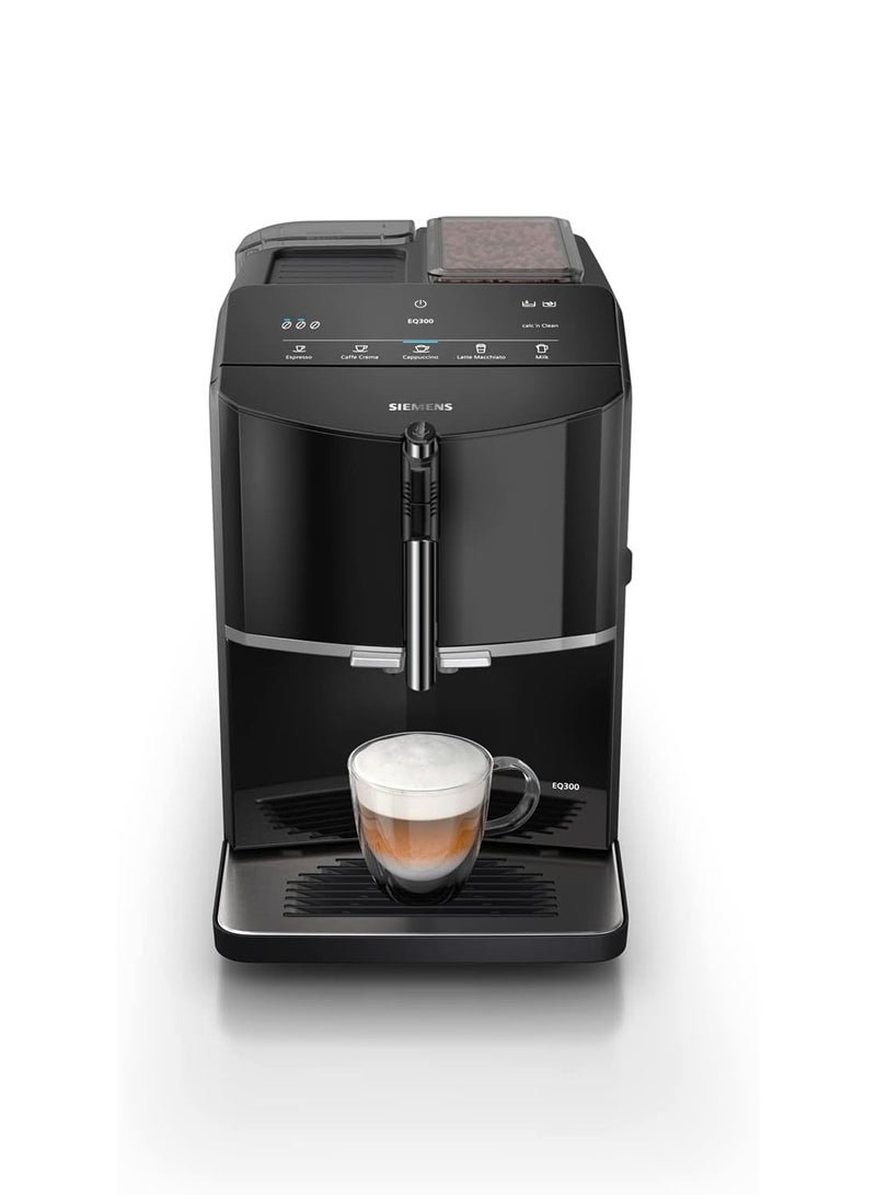 EQ300 Bean To Cup Fully Automatic Espresso Coffee Machine With Milk Frother, 4 Coffee Varieties, 3 Coffee Strengths 1.4 L 1300 W TF301G19 Piano Black
