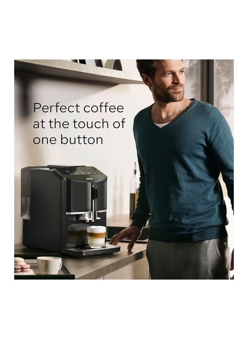 EQ300 Bean To Cup Fully Automatic Espresso Coffee Machine With Milk Frother, 4 Coffee Varieties, 3 Coffee Strengths 1.4 L 1300 W TF301G19 Piano Black
