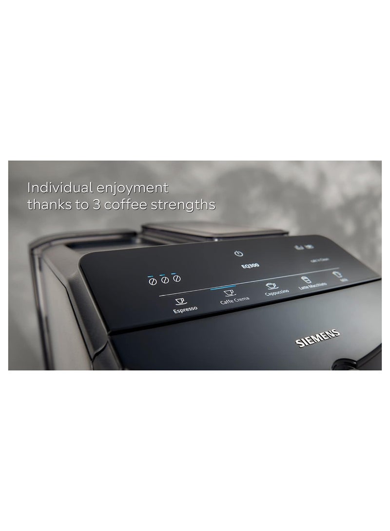 EQ300 Bean To Cup Fully Automatic Espresso Coffee Machine With Milk Frother, 4 Coffee Varieties, 3 Coffee Strengths 1.4 L 1300 W TF301G19 Piano Black