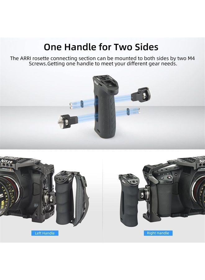 Ergonomic Side Handle with ARRI Rosette, Up and Down Adjustable Left/Right Side Handle for Camera and Monitor Rigs - PA29A