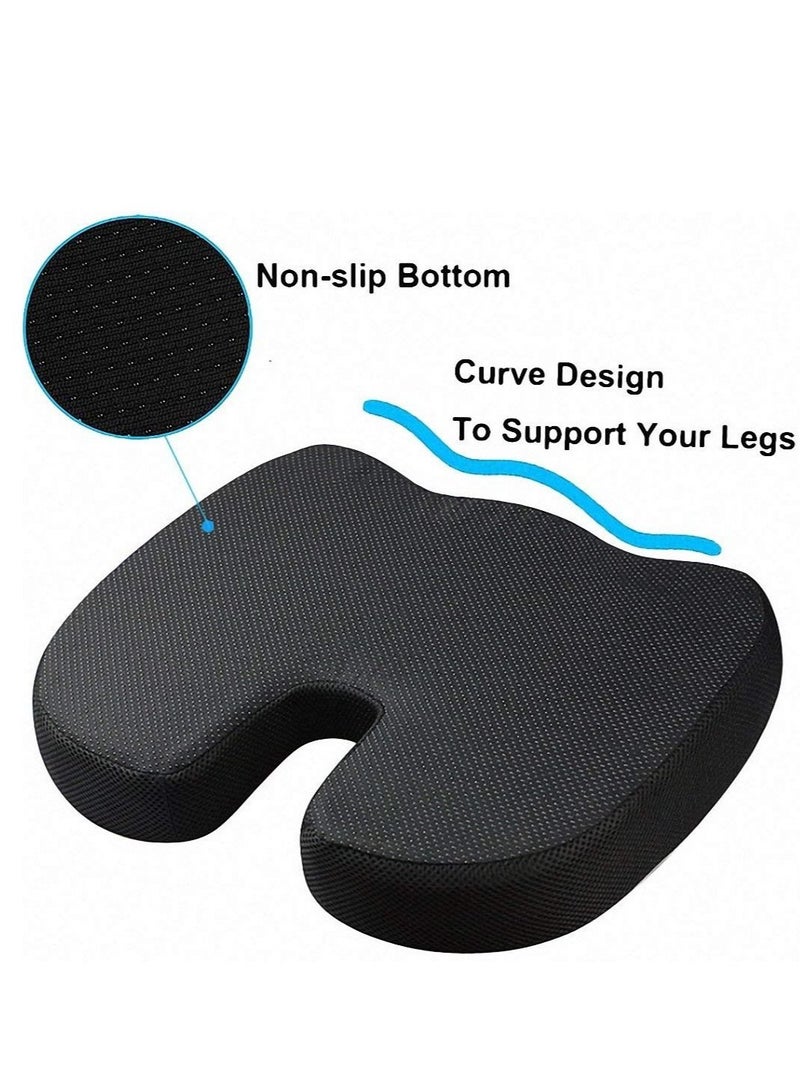 Soft Ergonomic Portable Seat Cushion and Lumbar Support Pillow Set