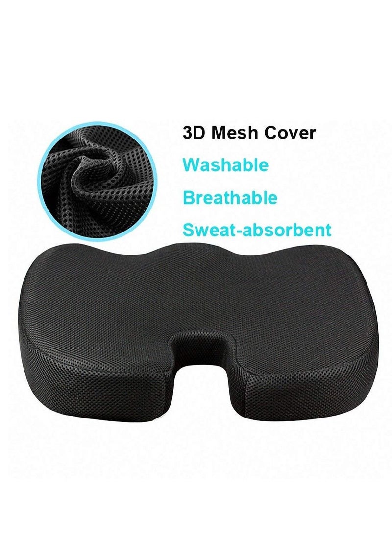 Soft Ergonomic Portable Seat Cushion and Lumbar Support Pillow Set