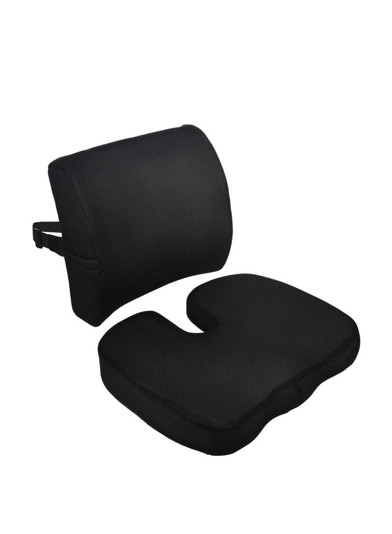 Soft Ergonomic Portable Seat Cushion and Lumbar Support Pillow Set